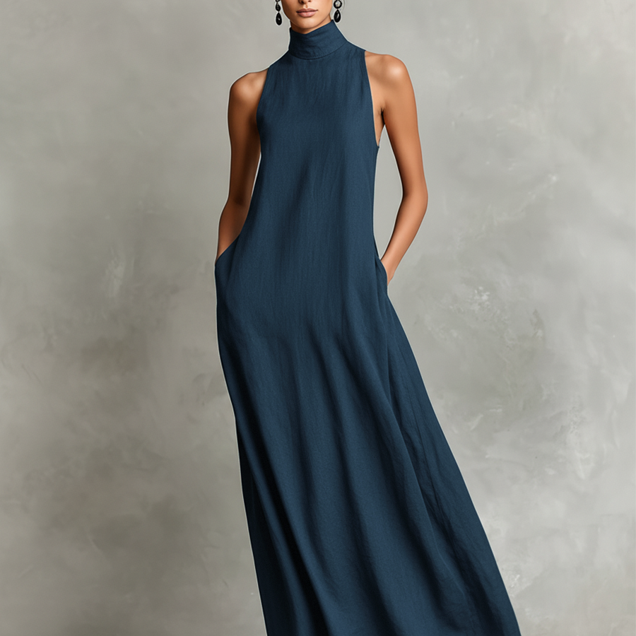 Caterina | Vestido longo preto minimalista para Mulher