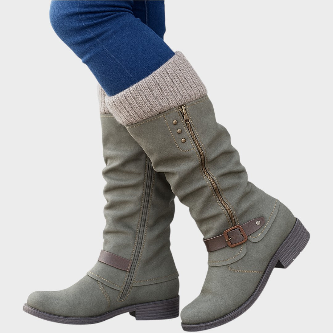 Gloria | Bota de cano alto com Detalhe de Malha Trançada