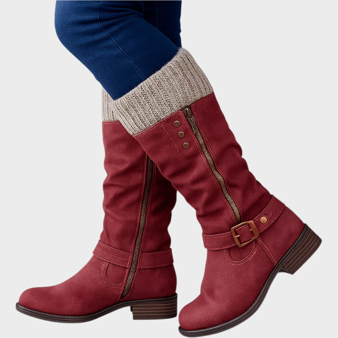 Gloria | Bota de cano alto com Detalhe de Malha Trançada
