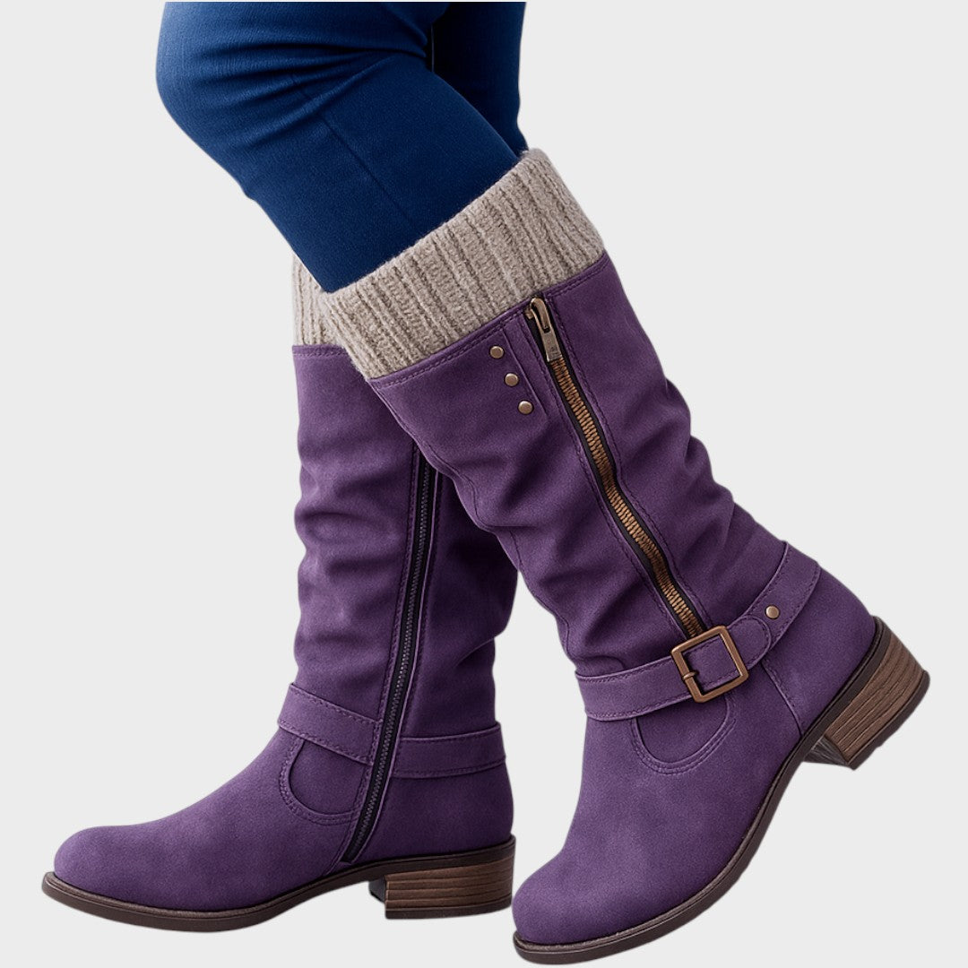 Gloria | Bota de cano alto com Detalhe de Malha Trançada
