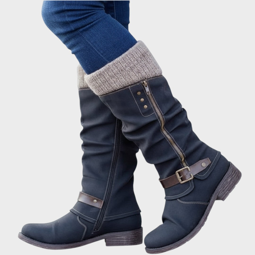 Gloria | Bota de cano alto com Detalhe de Malha Trançada