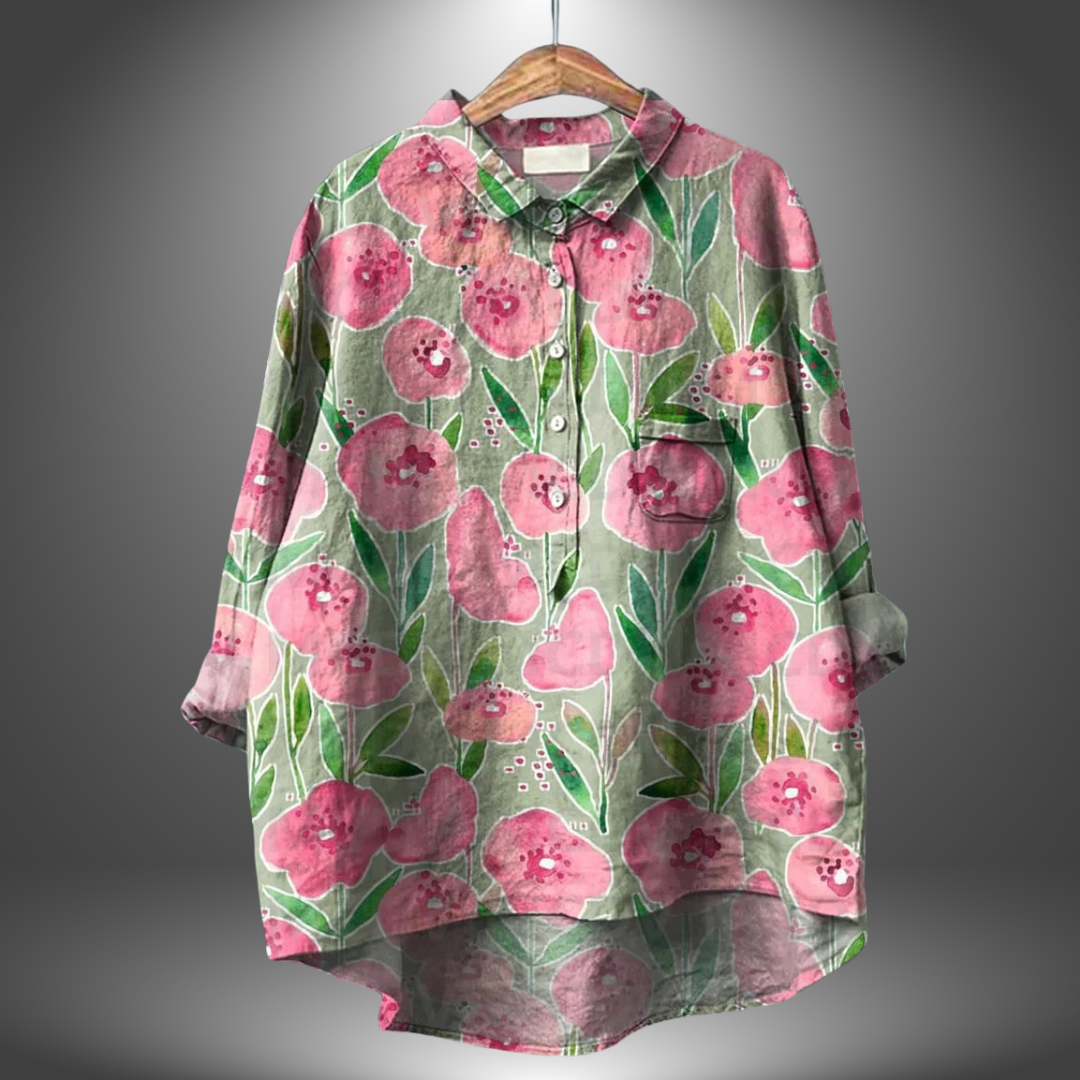 Virginia — Camisa floral feminina feita à mão