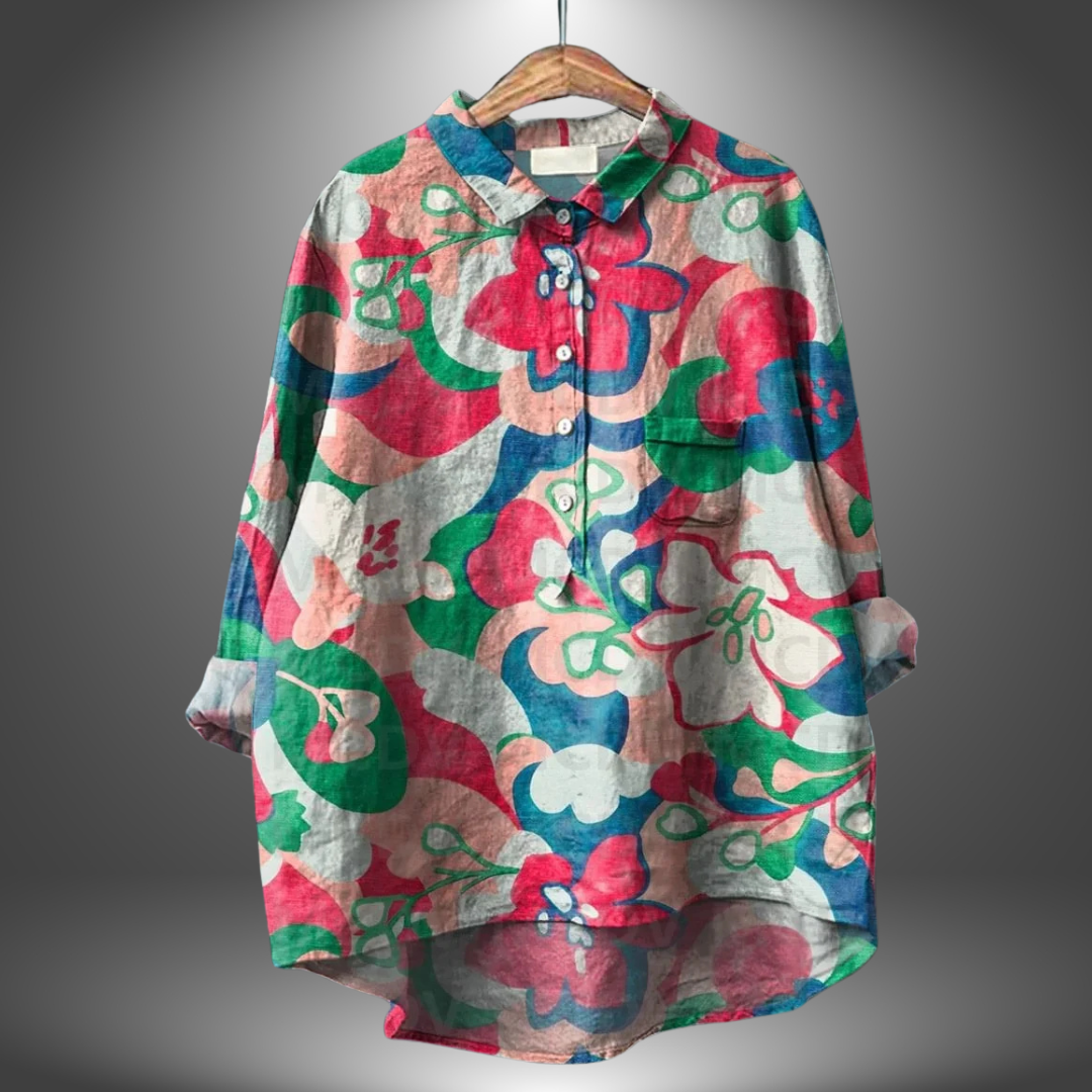 Virginia — Camisa floral feminina feita à mão