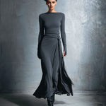 Fernanda – Vestido Maxi Traçado com Nó Lateral
