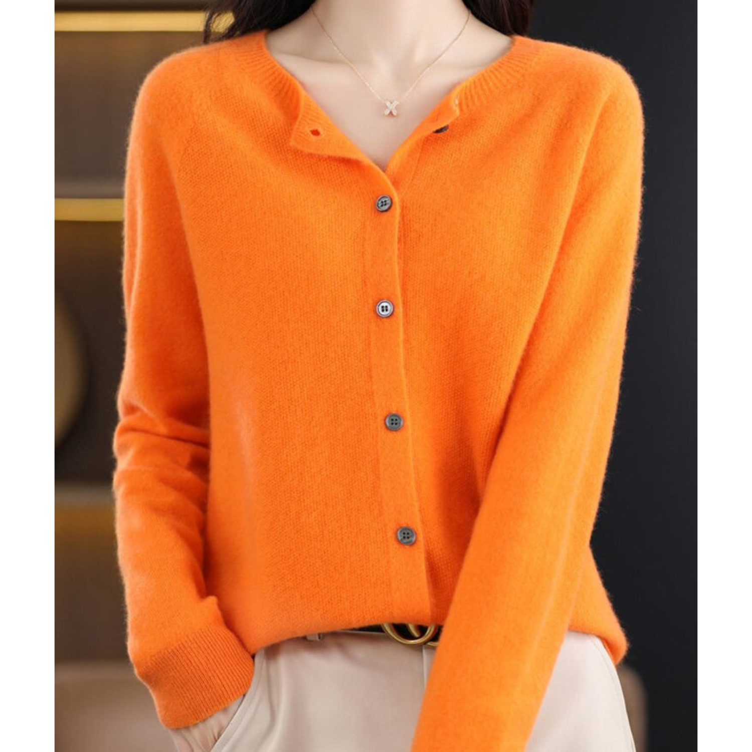 Anna | Camisola de malha com gola redonda em lã merino
