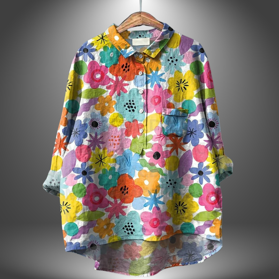 Virginia — Camisa floral feminina feita à mão