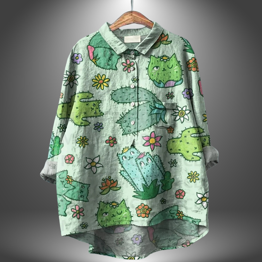 Virginia — Camisa floral feminina feita à mão