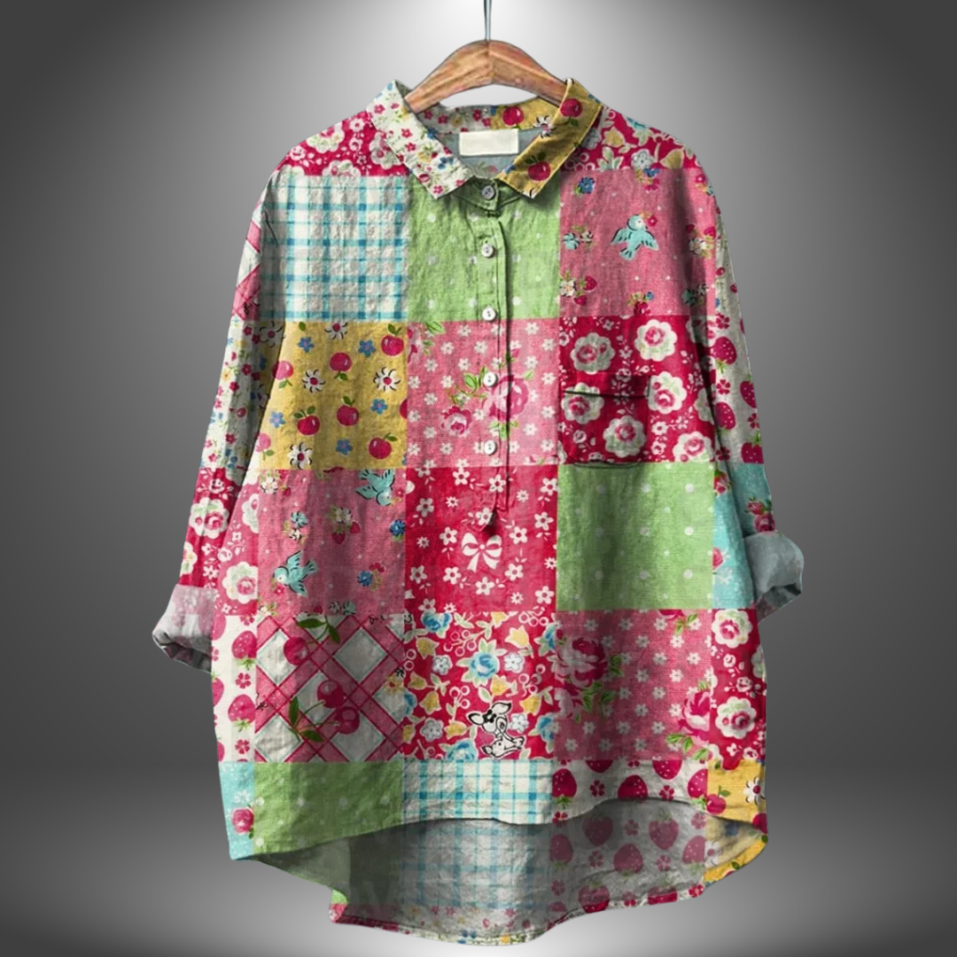 Virginia — Camisa floral feminina feita à mão