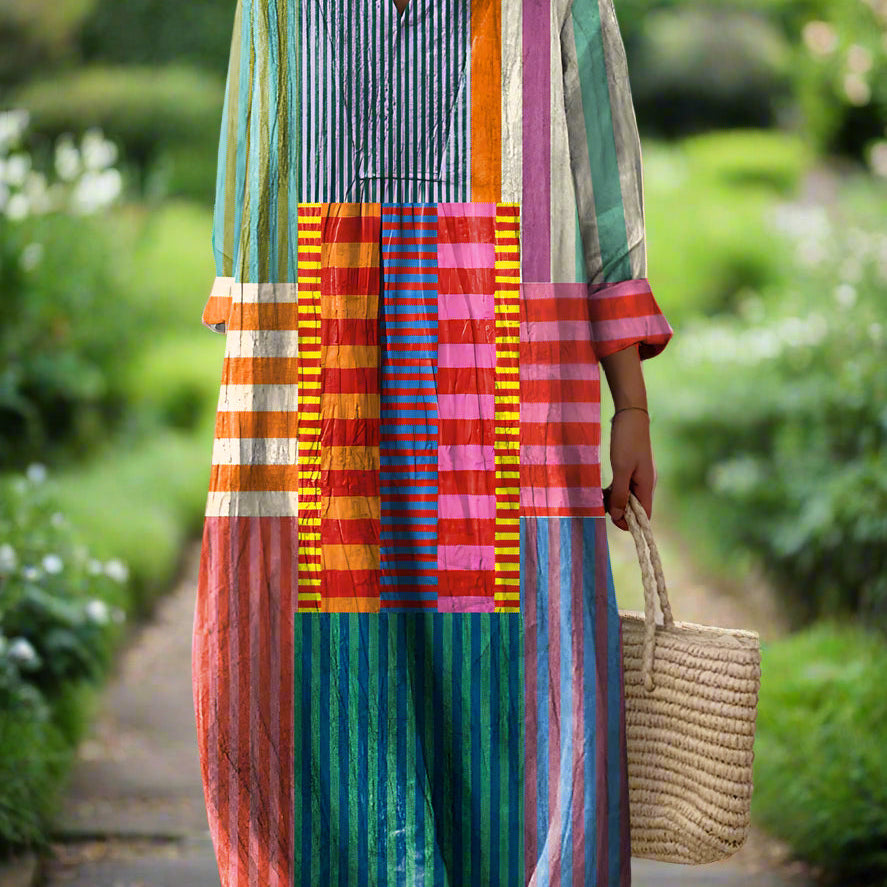 Lia™ | Vestido de Arte Geométrica Atemporal