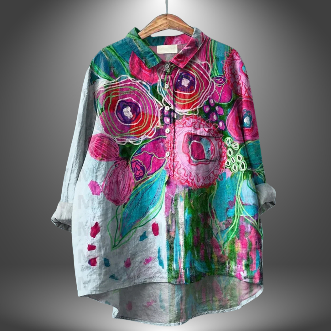 Virginia — Camisa floral feminina feita à mão