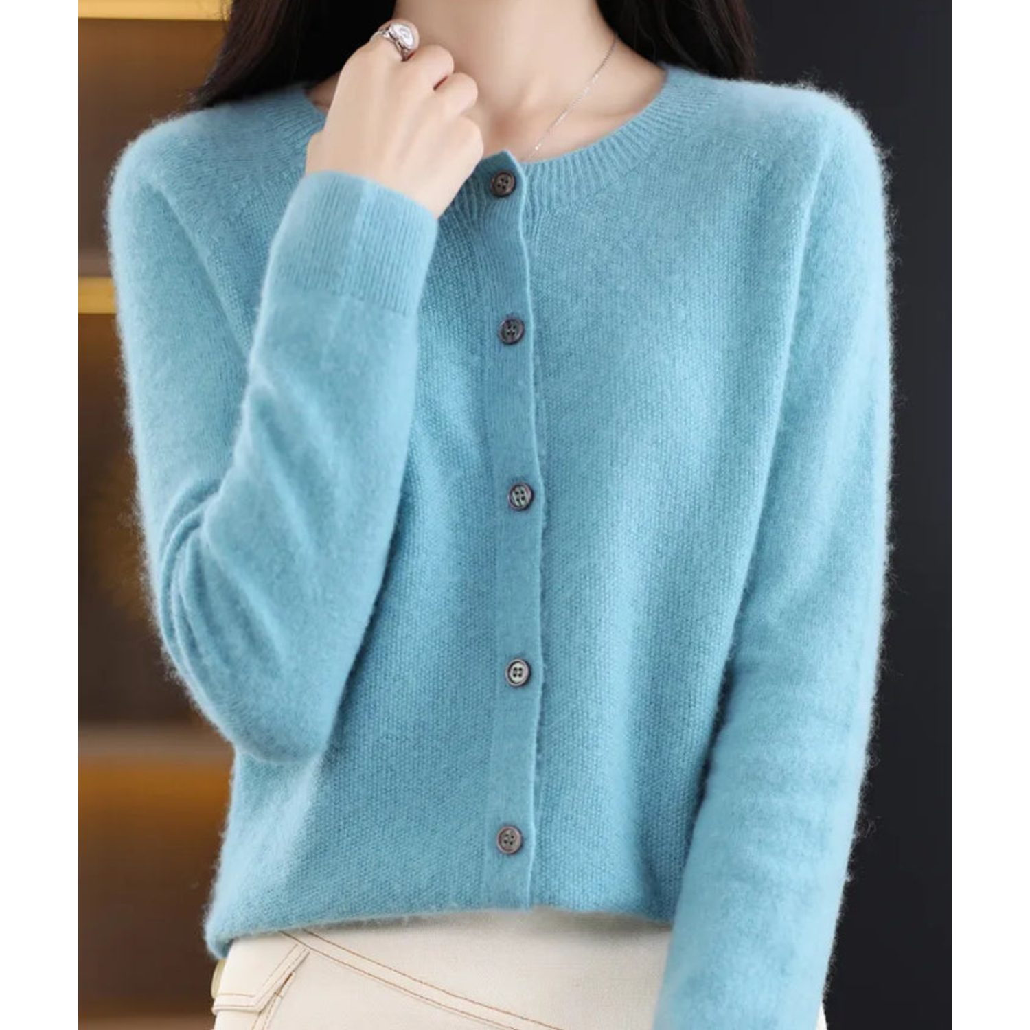 Anna | Camisola de malha com gola redonda em lã merino