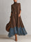 Brunella – Vestido Comprido com Efeito Camurça e Renda
