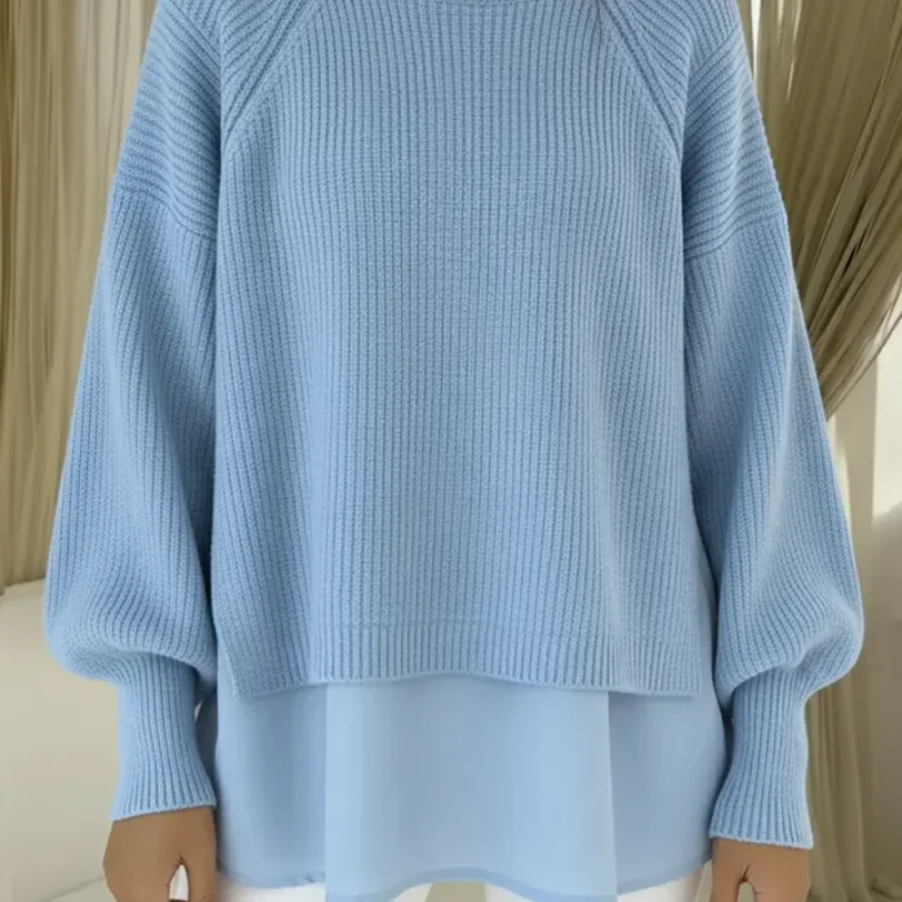 Camisola Grazia efeito duas peças, azul