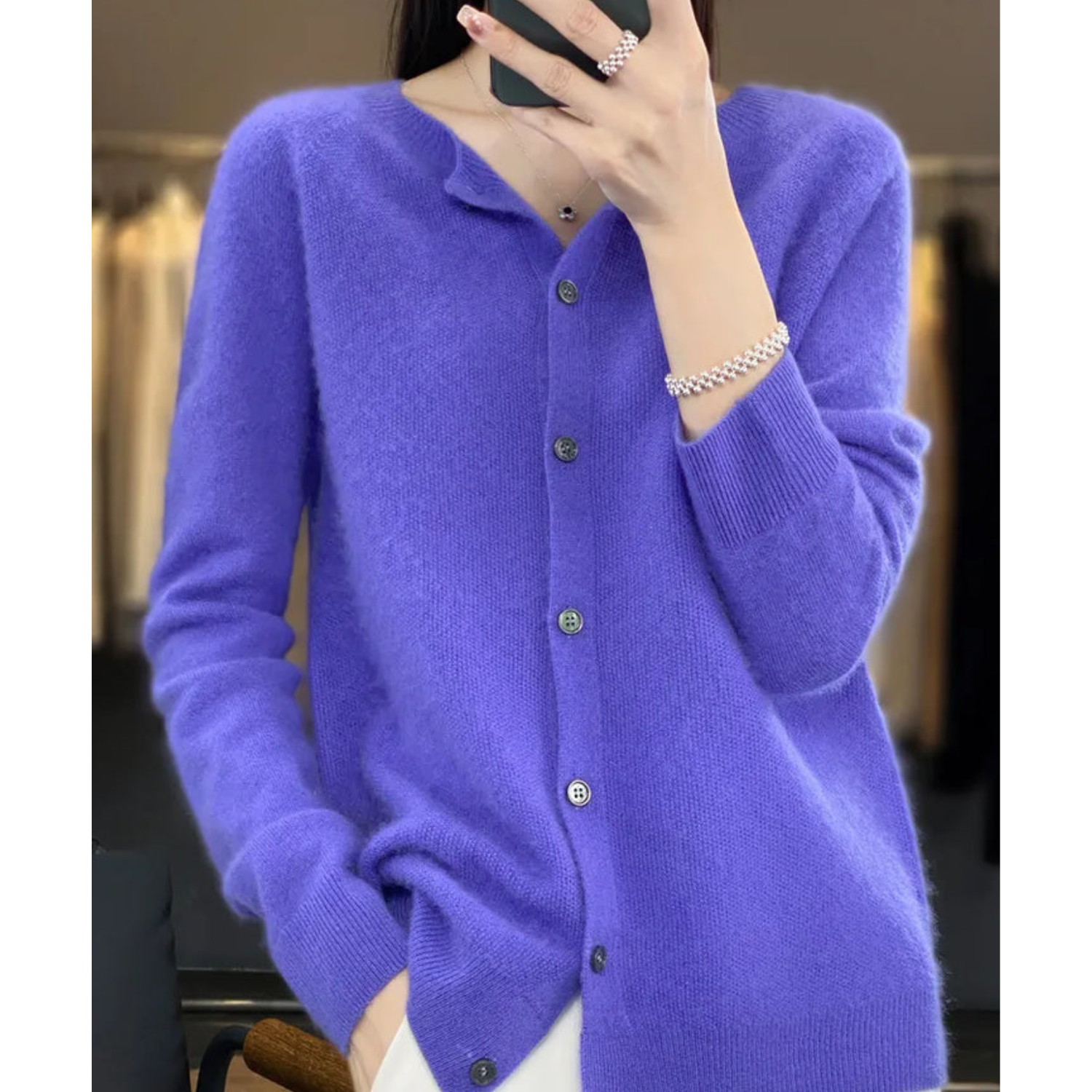 Anna | Camisola de malha com gola redonda em lã merino