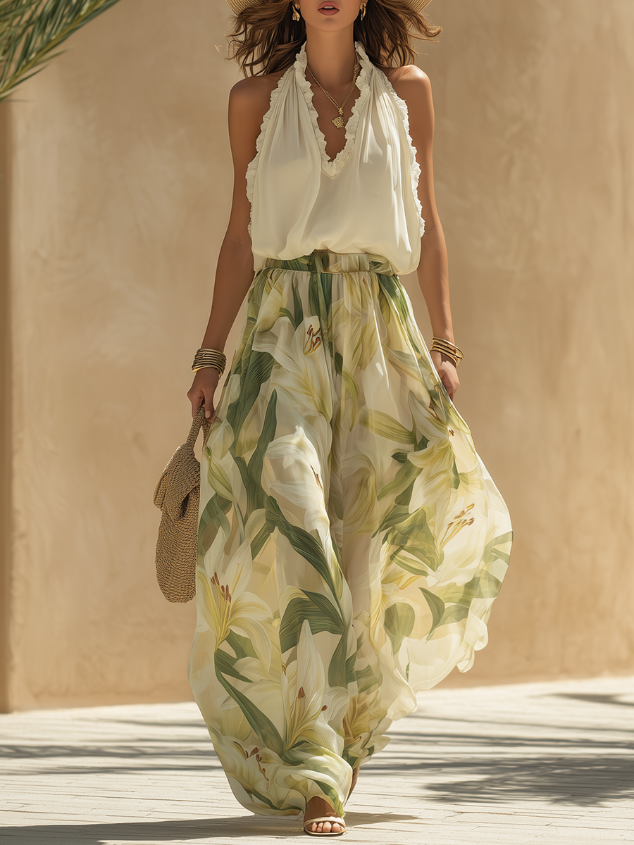 Lysandra — Conjunto Fluido Elegante com Estampado Floral