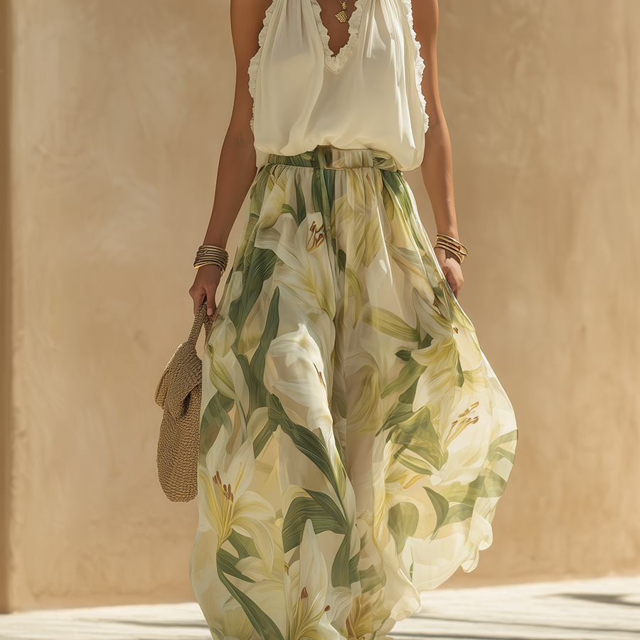 Lysandra — Conjunto Fluido Elegante com Estampado Floral