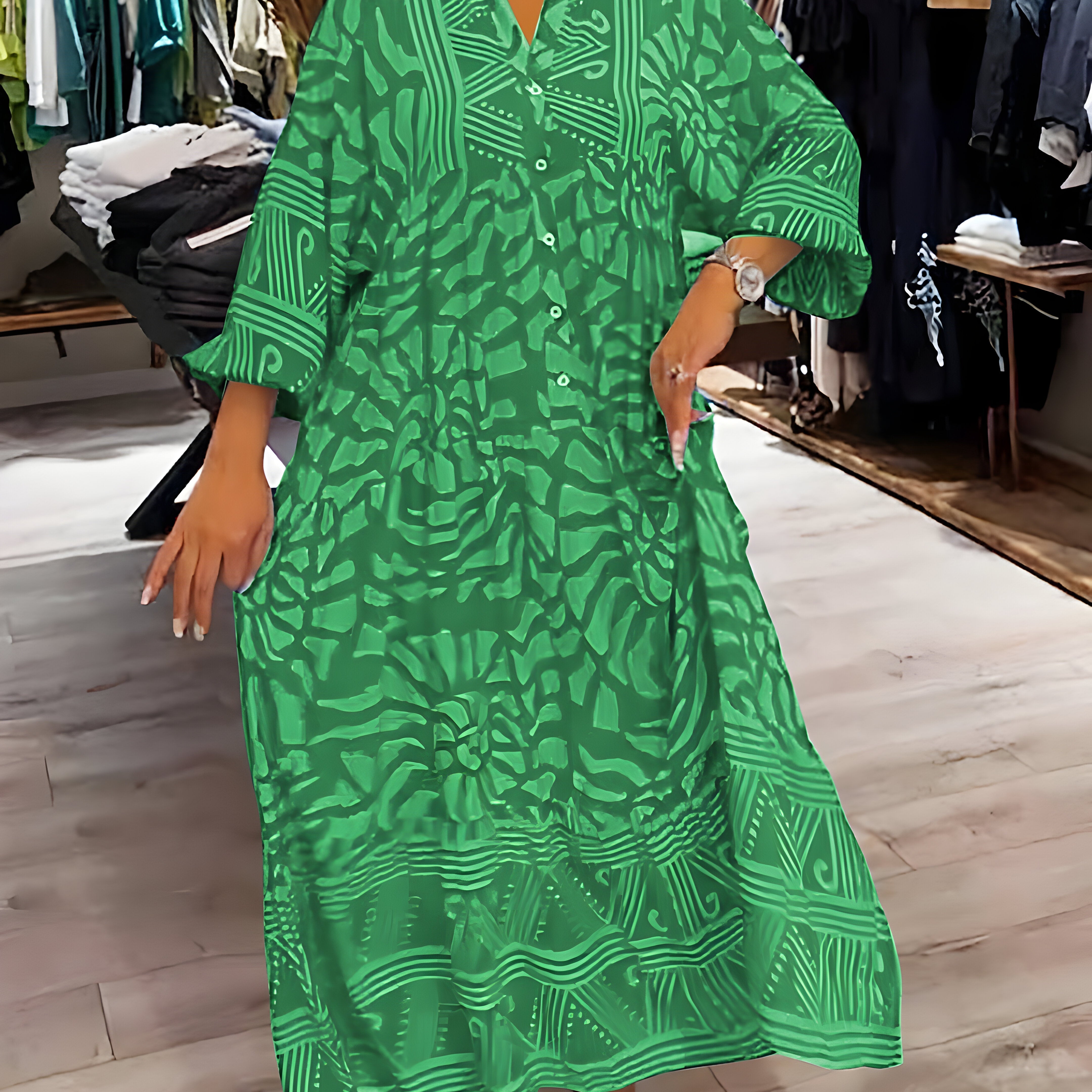 Inge™ | Vestido estampado com decote em V