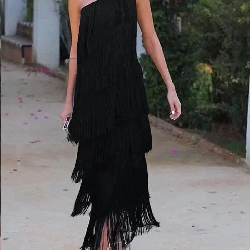 Laura | Vestido longo com franjas