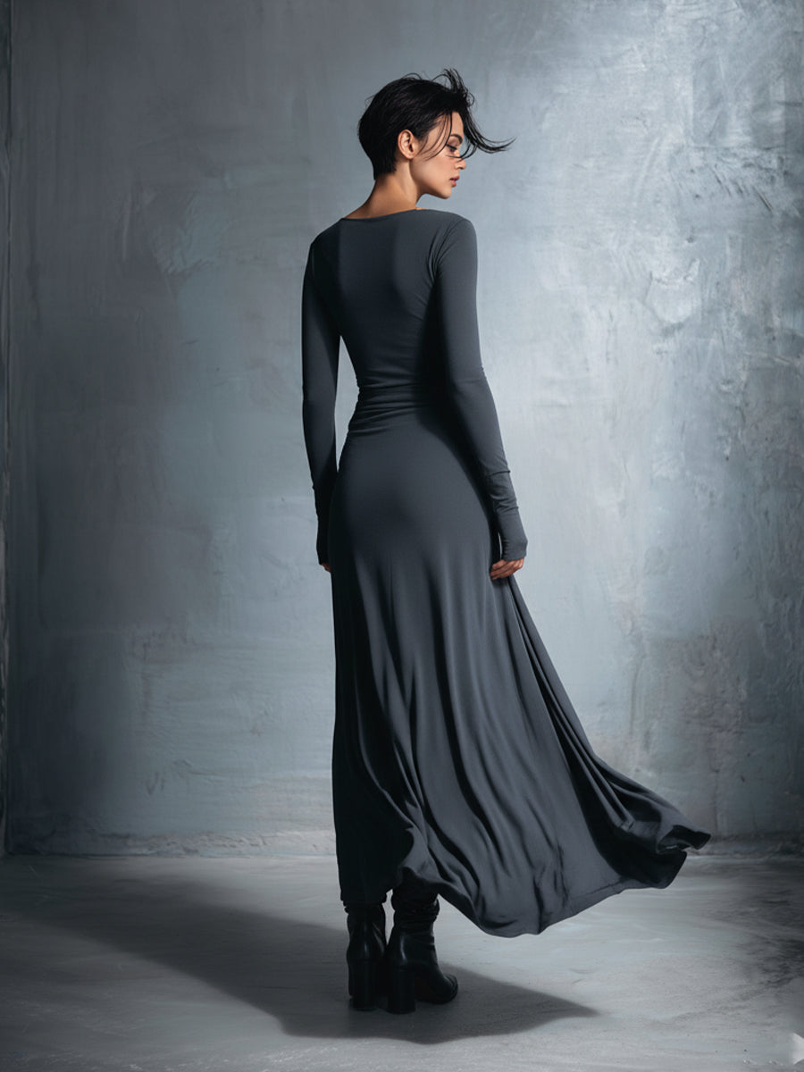 Fernanda – Vestido Maxi Traçado com Nó Lateral