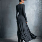 Fernanda – Vestido Maxi Traçado com Nó Lateral