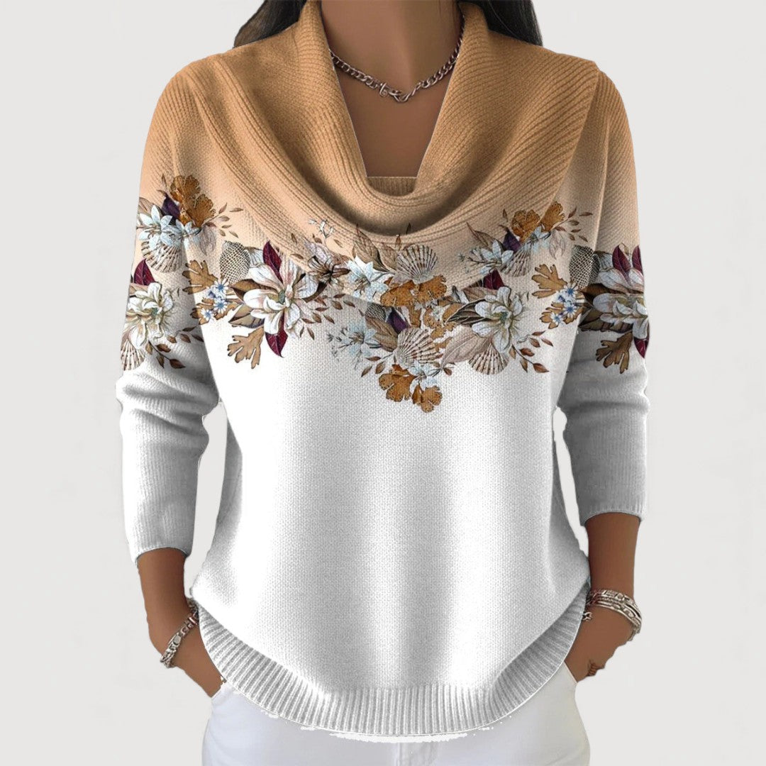 Alba | Camisola de Algodão Floral com Gola Alta