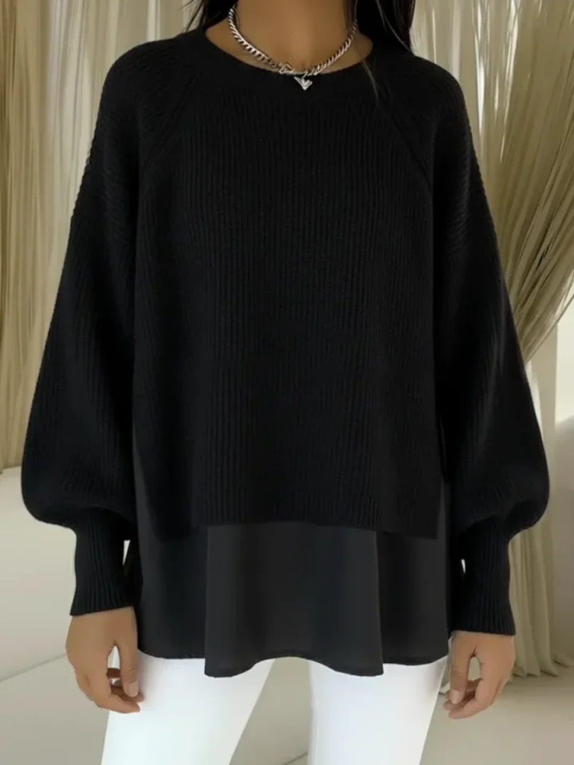Camisola Grazia efeito duas peças, preto