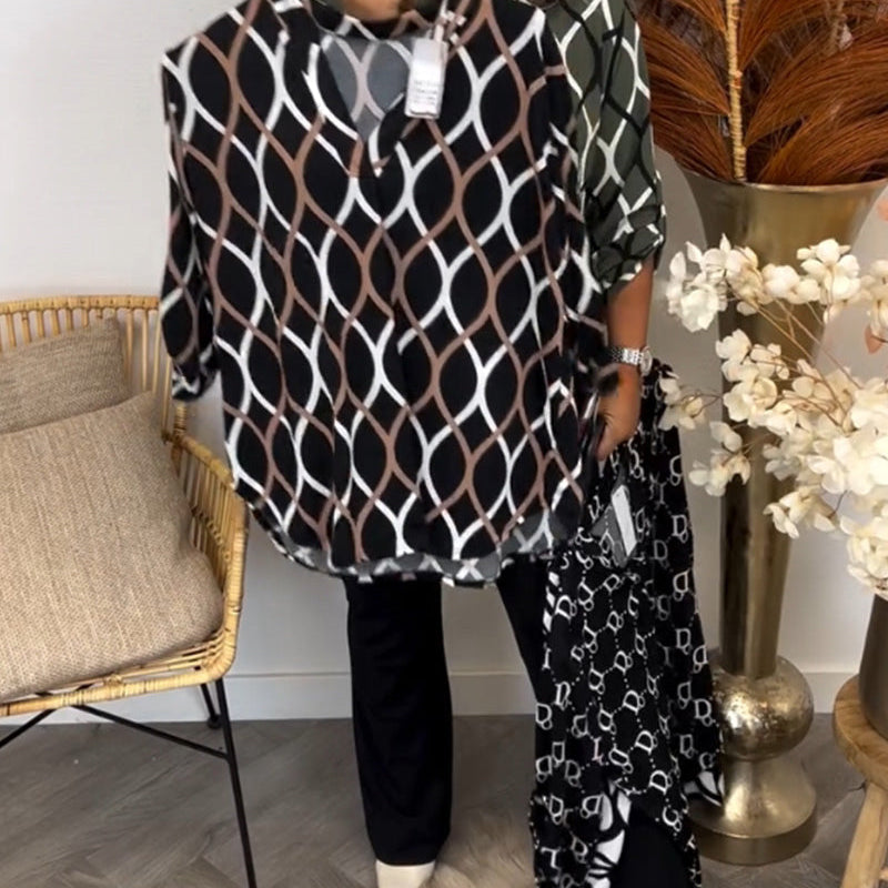 Janny™ — Blusa casual com mangas compridas e Estampado elegante