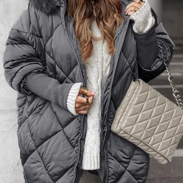 Annette - Conjunto de inverno com capuz e estampado de diamantes