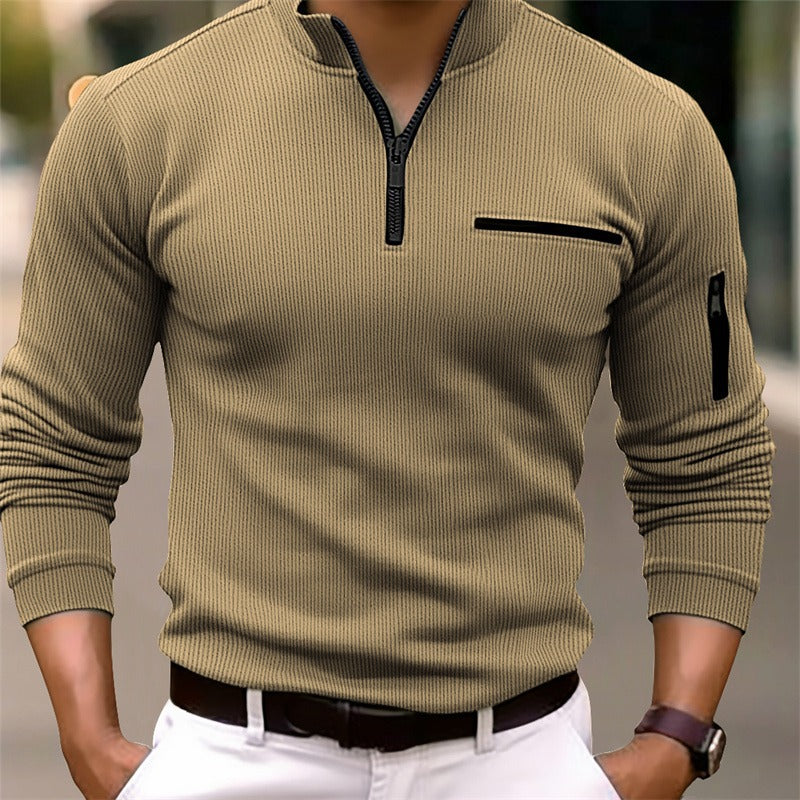 Herre | Camisola masculina de manga comprida com fecho de correr