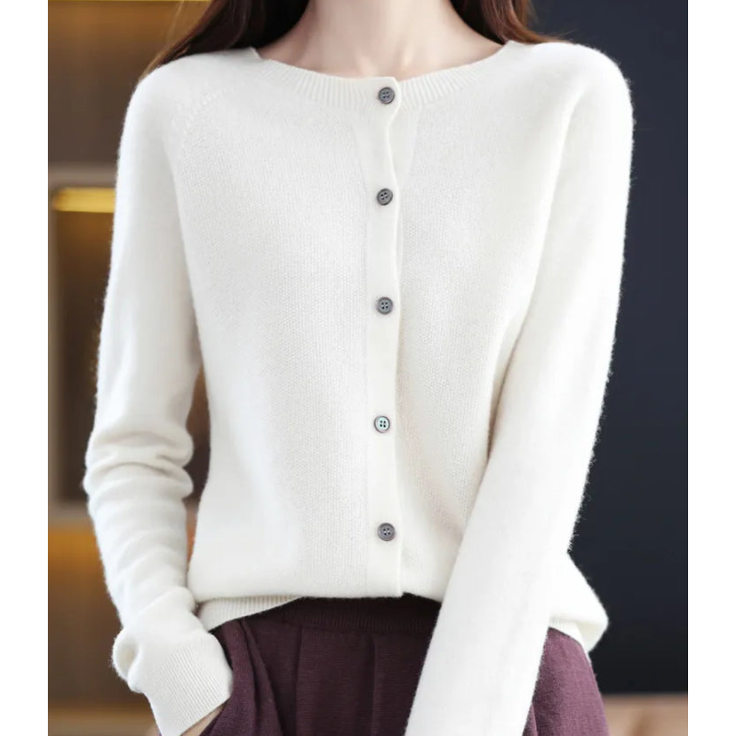 Anna | Camisola de malha com gola redonda em lã merino