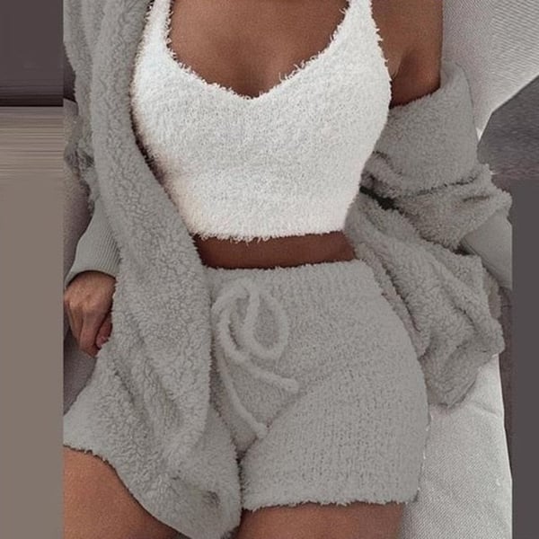 Conjunto confortável de malha de três peças