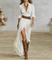 Clara – Vestido Comprido Plissado em Algodão e Linho com Cinto