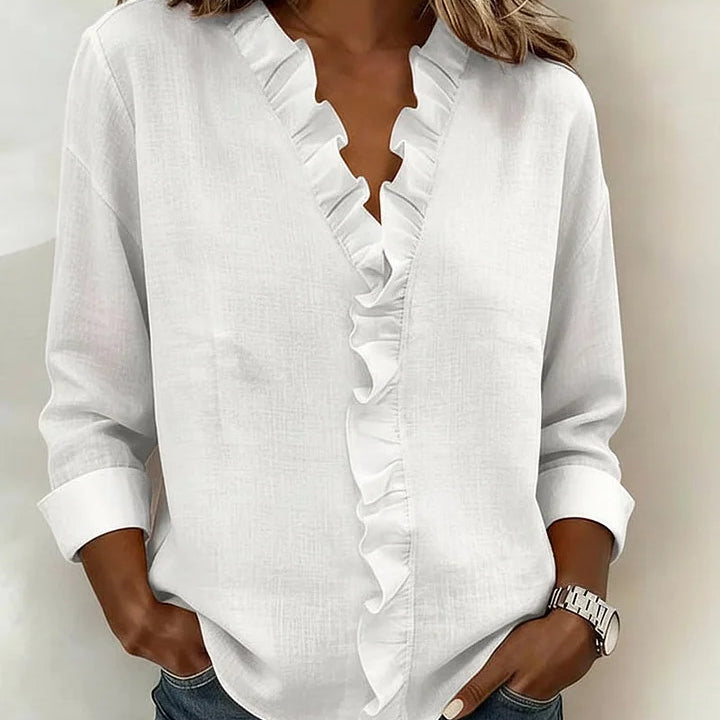 Indie | Blusa com folhos e decote em V