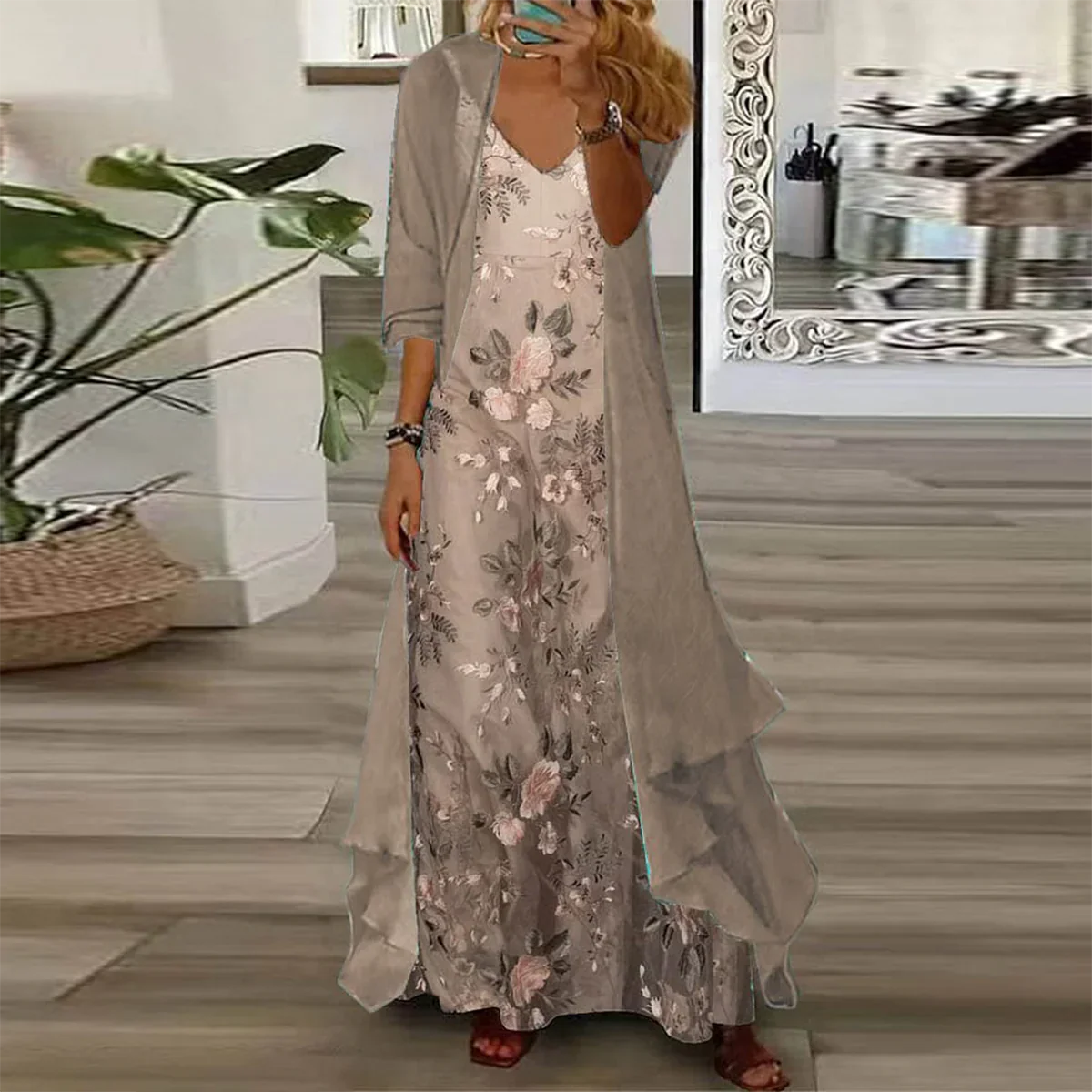 Mara | Conjunto de vestido comprido e casaco
