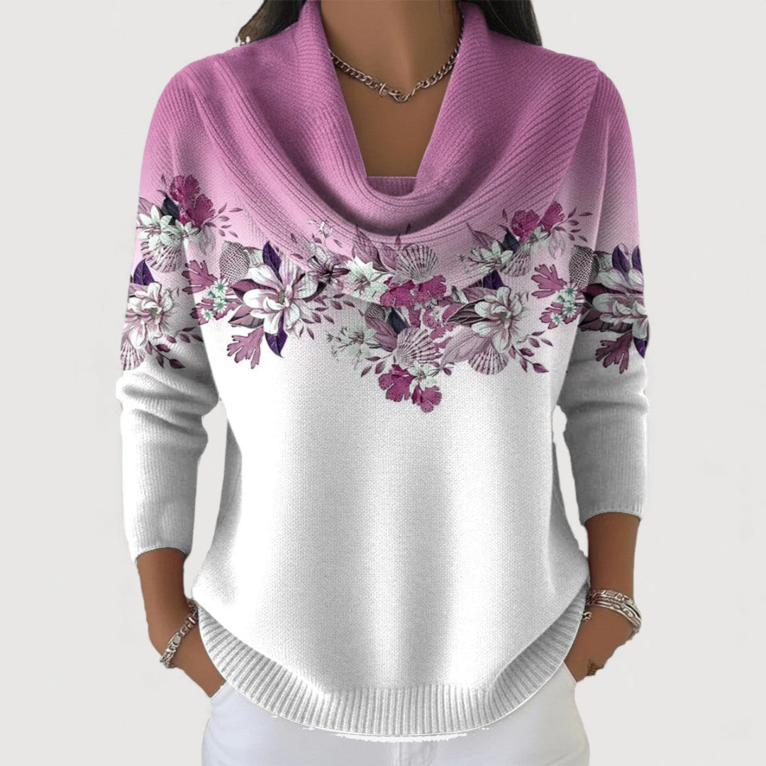 Alba | Camisola de Algodão Floral com Gola Alta