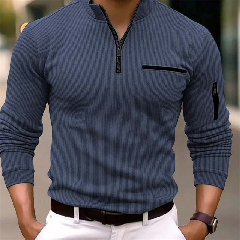 Herre | Camisola masculina de manga comprida com fecho de correr