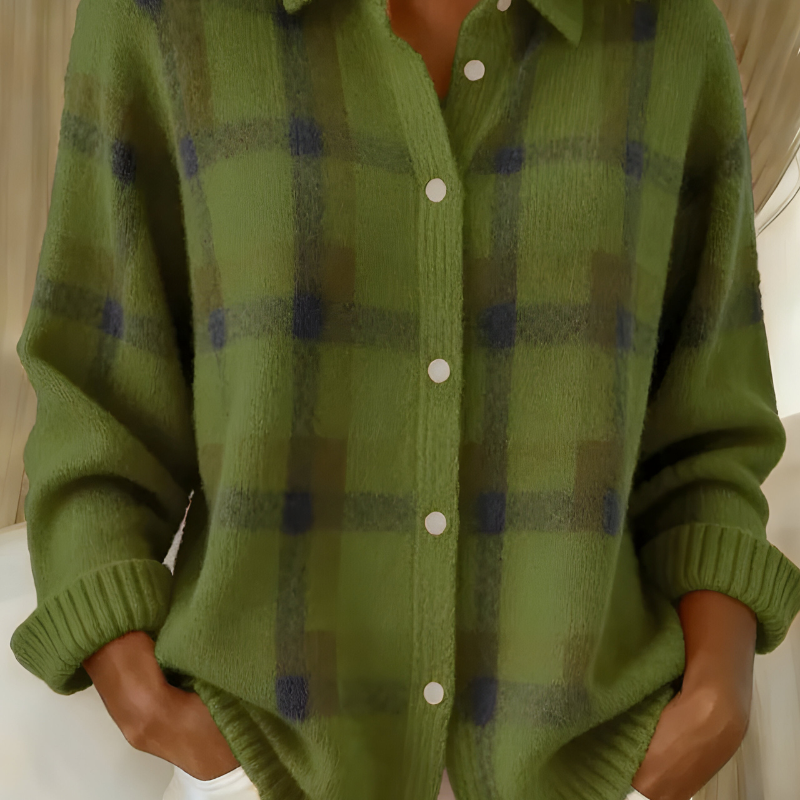 Anna | Cardigan de malha macia com padrão xadrez