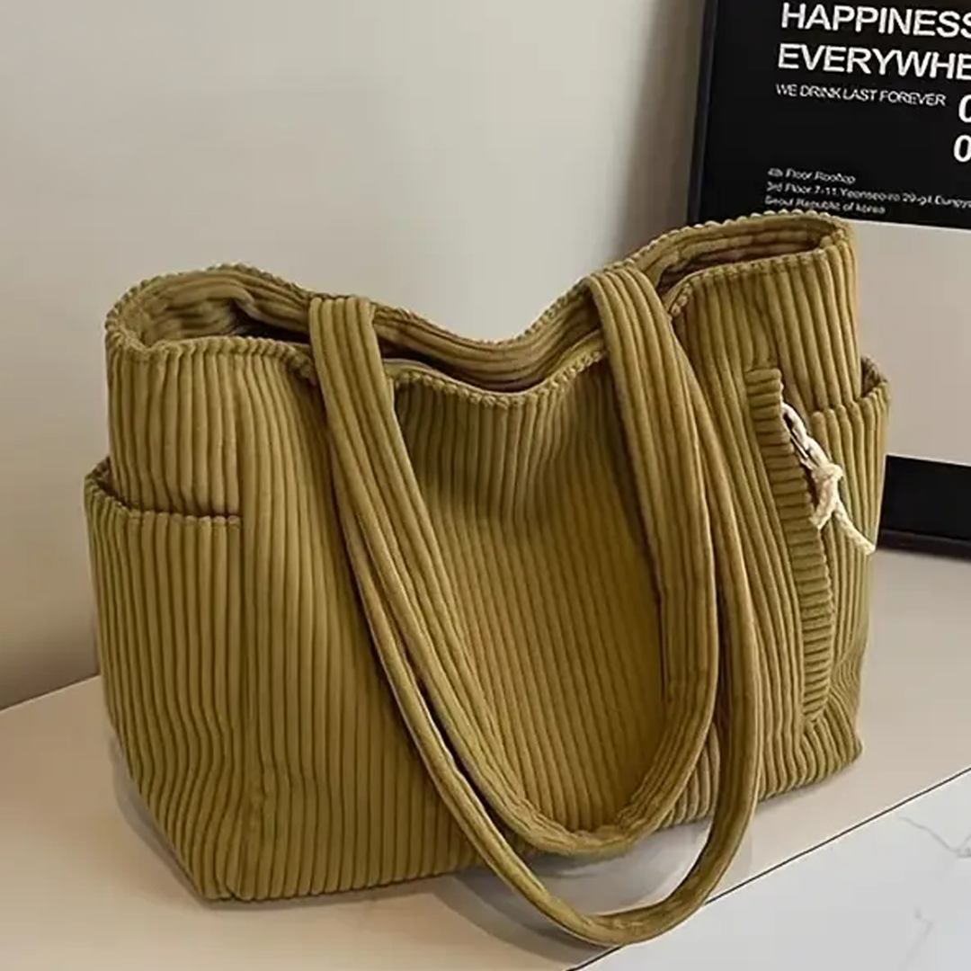 Tilda — Mala tote canelada com detalhe de cordão