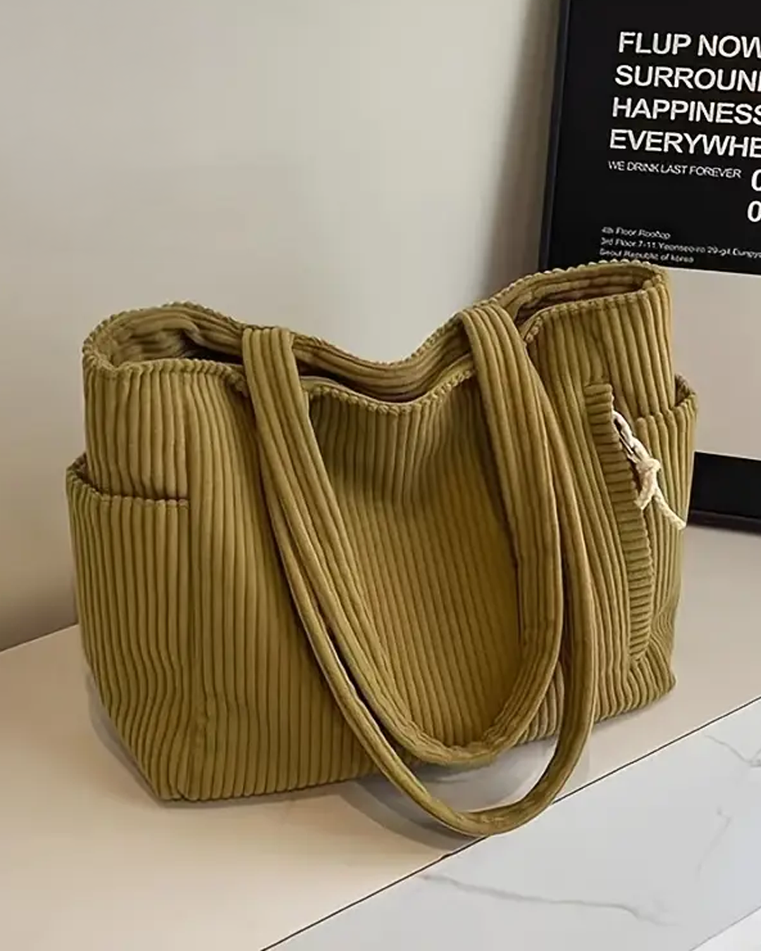 Tilda — Mala tote canelada com detalhe de cordão