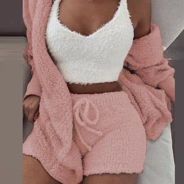 Conjunto confortável de malha de três peças