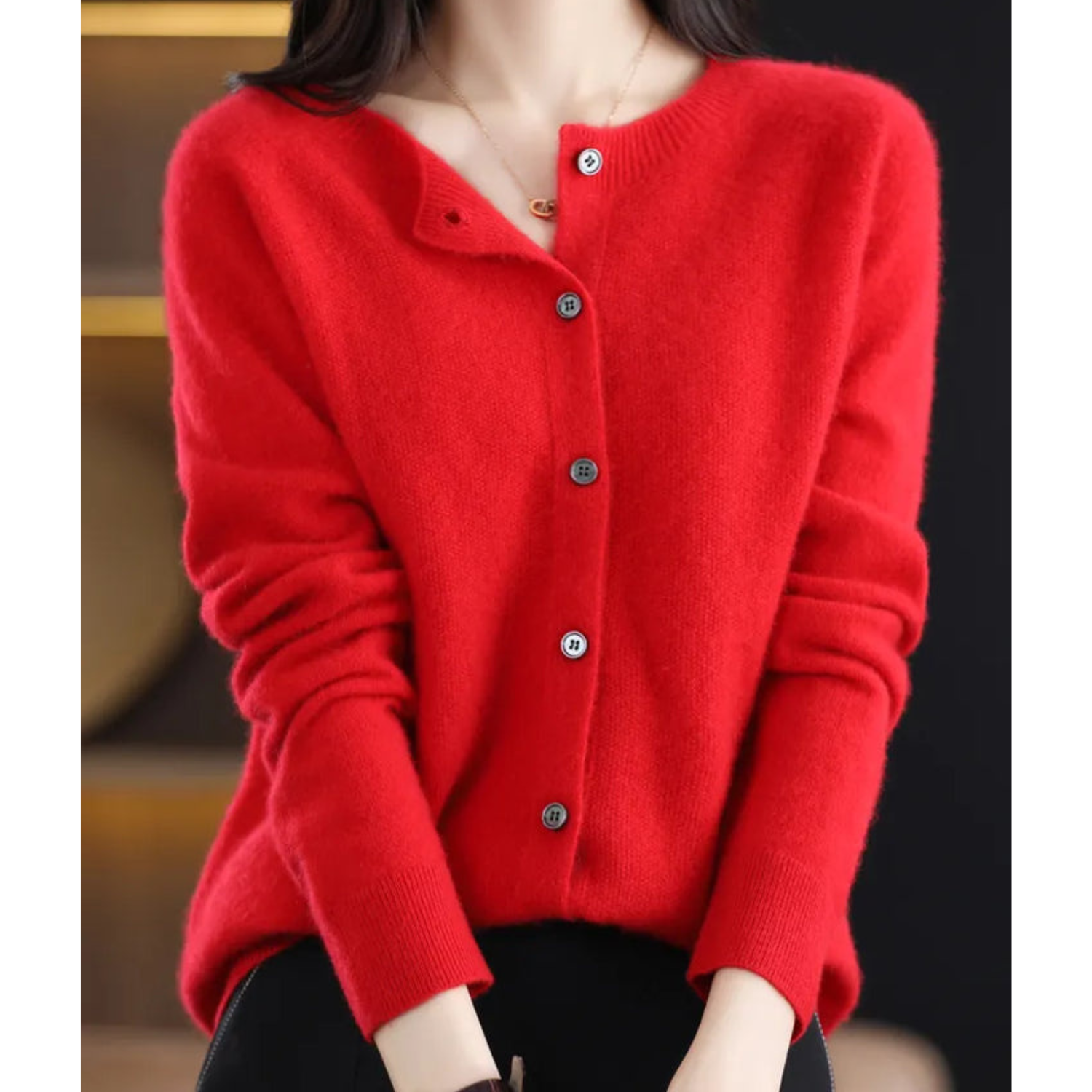 Anna | Camisola de malha com gola redonda em lã merino
