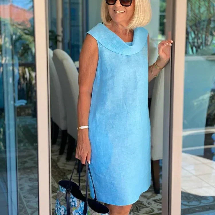 Perla – Vestido tubinho sem mangas com gola redonda