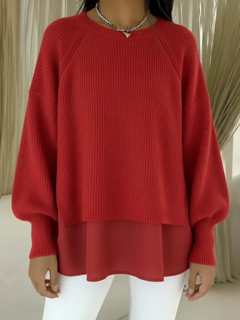 Camisola Grazia efeito duas peças, vermelho