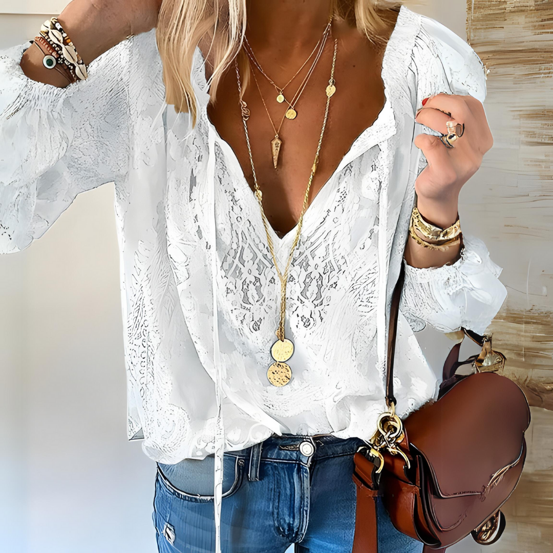 Jill — Blusa Boho Feminina de Crochê