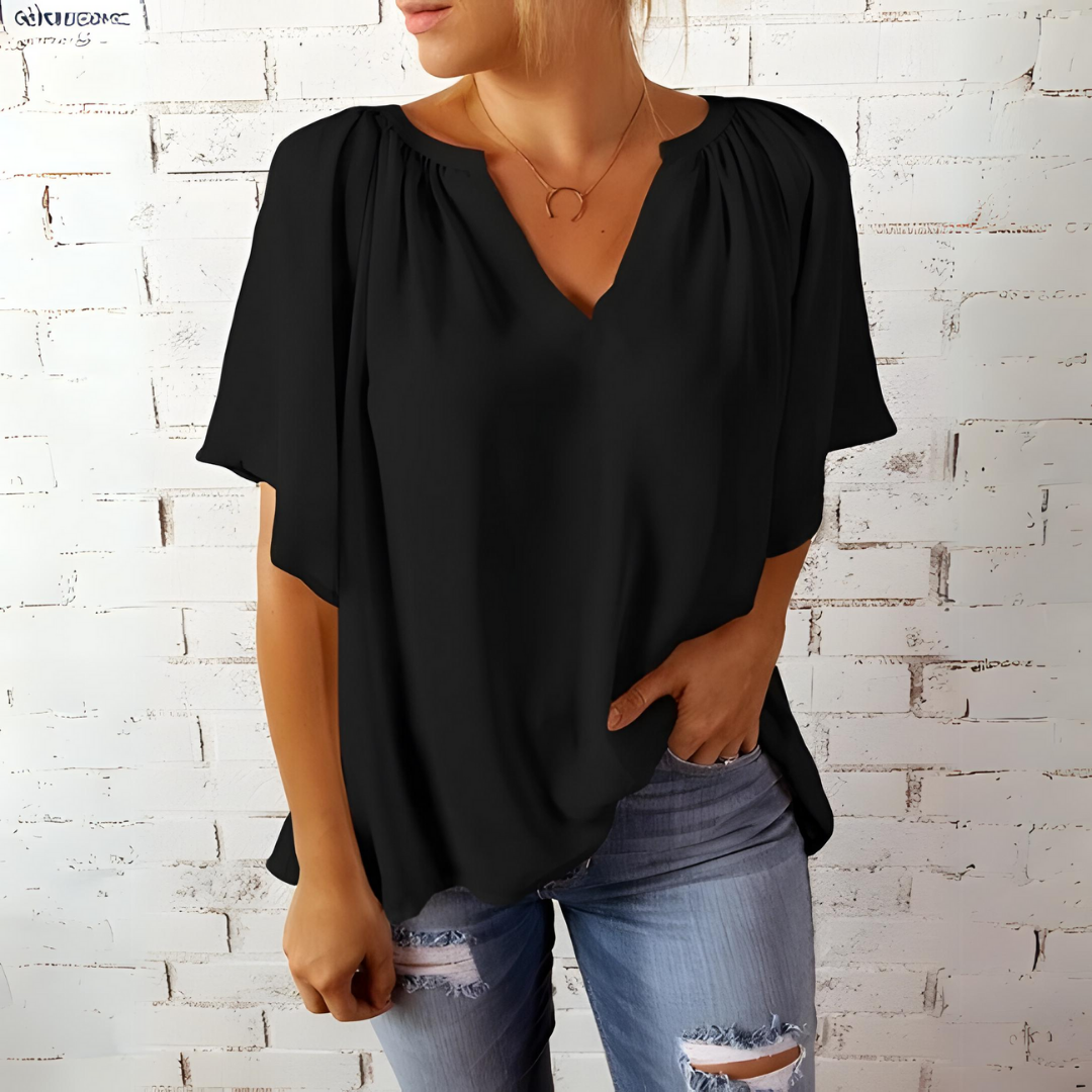 Tineke — Blusa feminina elegante com decote em V