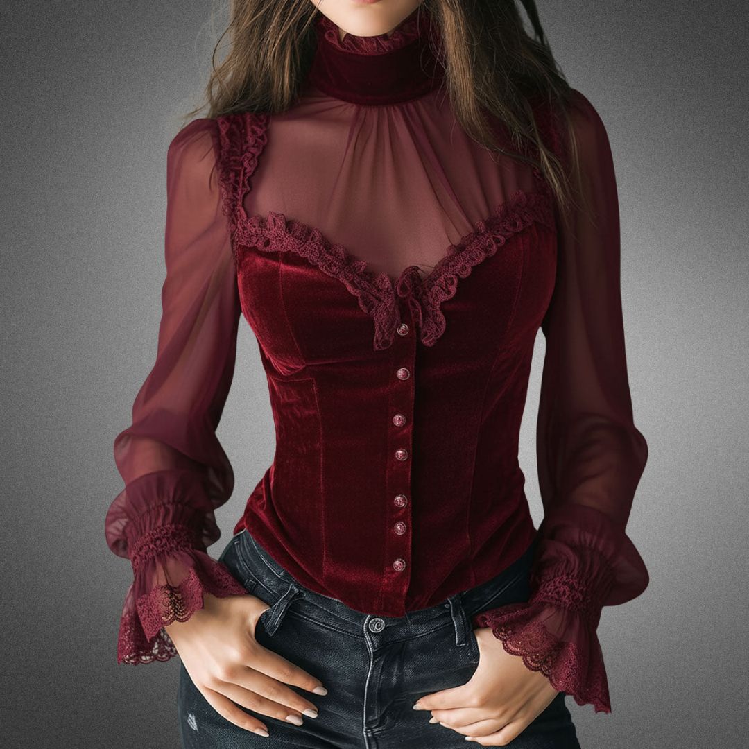 Elvira — Blusa Intemporal com Detalhes em Renda