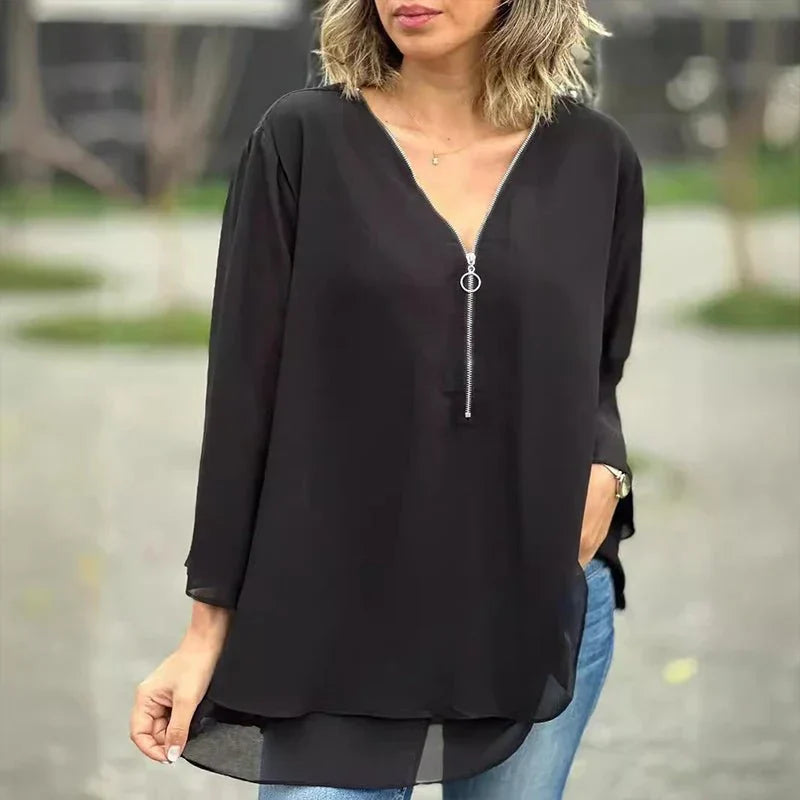 Margot — Blusa de chiffon com fecho
