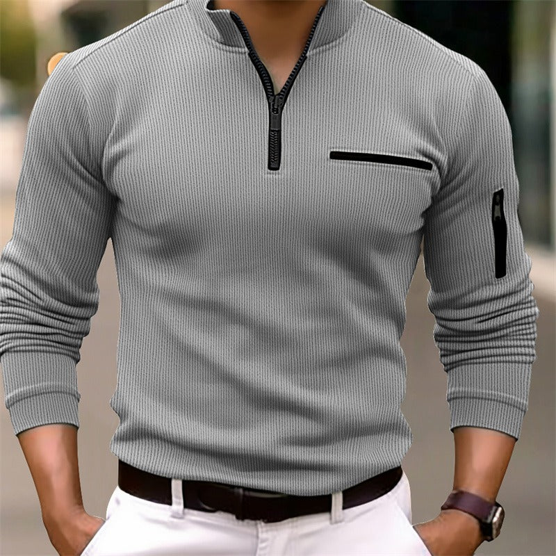 Herre | Camisola masculina de manga comprida com fecho de correr