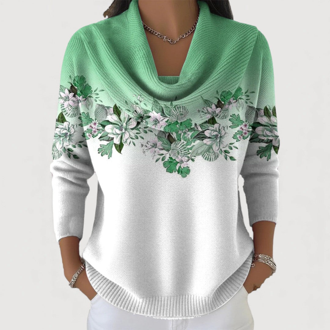 Alba | Camisola de Algodão Floral com Gola Alta