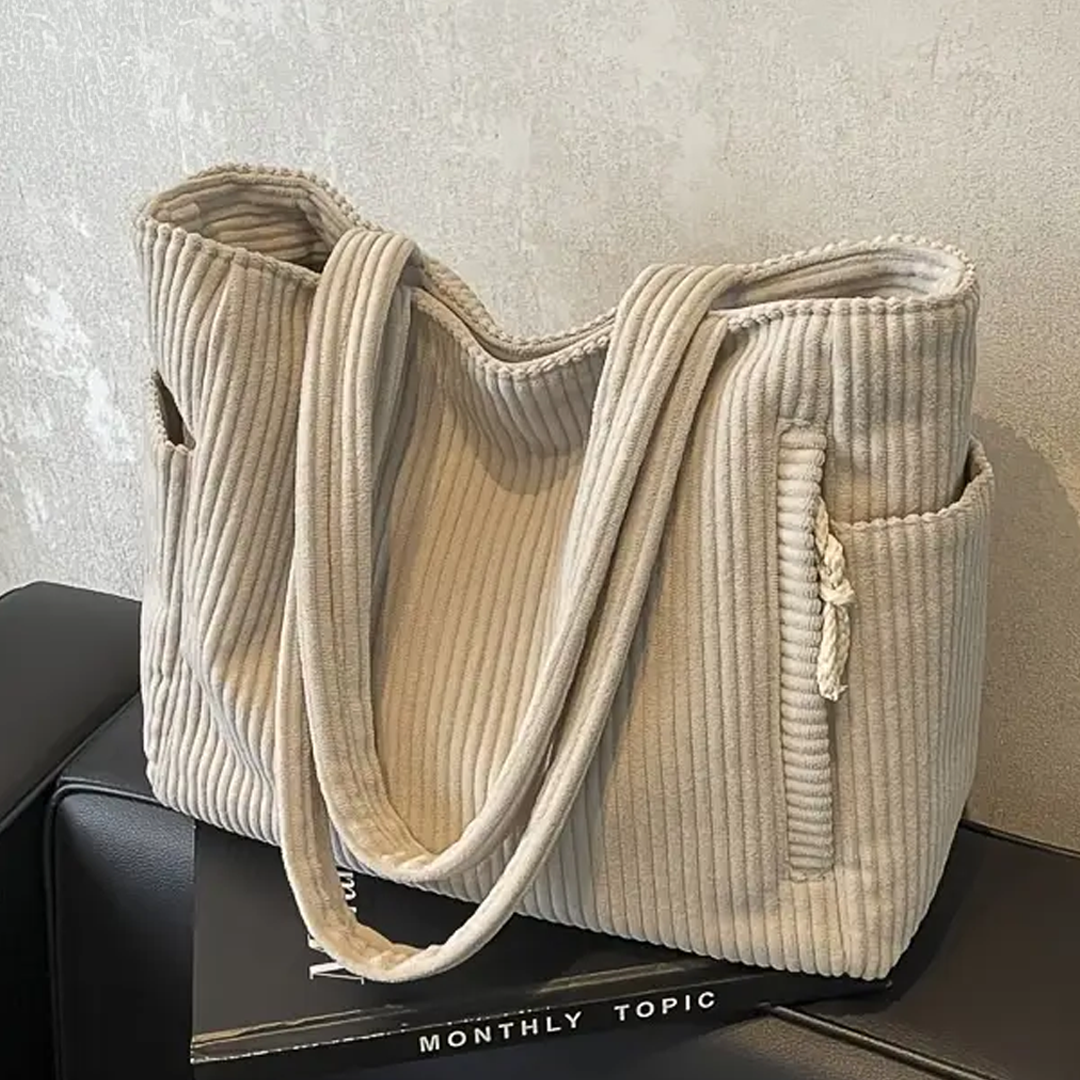 Tilda — Mala tote canelada com detalhe de cordão